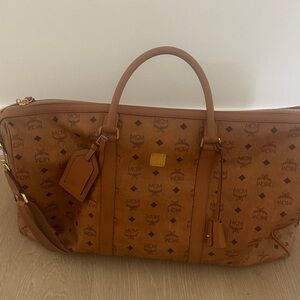 MCM Tan Monogram Travel Bag